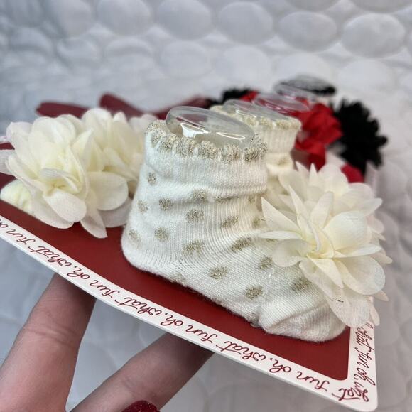 Baby Holiday Socks & Headwraps Girls Gift Set Size 0/6m Christmas Soft Headbands - Picture 6 of 8